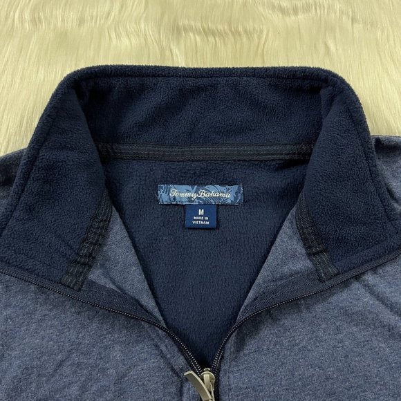 Tommy Bahama Men's Size Medium Blue Fleece Quarter‎ Zip Pullover - Picture 5 of 6